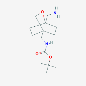 molecular formula C14H26N2O3 B2506264 Tert-butyl N-[[1-(aminomethyl)-2-oxabicyclo[2.2.2]octan-4-yl]methyl]carbamate CAS No. 2248315-70-8