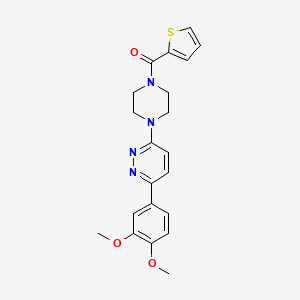 molecular formula C21H22N4O3S B2506272 3-(3,4-dimethoxyphenyl)-6-[4-(thiophene-2-carbonyl)piperazin-1-yl]pyridazine CAS No. 1021035-51-7