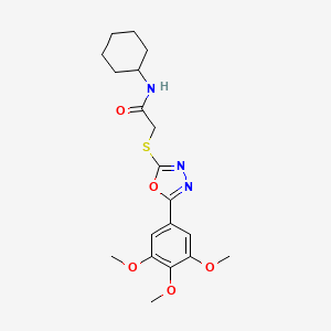 molecular formula C19H25N3O5S B2506276 N-cyclohexyl-2-((5-(3,4,5-trimethoxyphenyl)-1,3,4-oxadiazol-2-yl)thio)acetamide CAS No. 444151-45-5