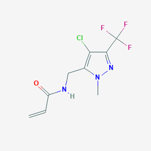 molecular formula C9H9ClF3N3O B2506295 N-{[4-chloro-1-methyl-3-(trifluoromethyl)-1H-pyrazol-5-yl]methyl}prop-2-enamide CAS No. 2411276-93-0