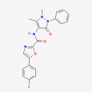 molecular formula C21H17FN4O3 B2506353 N-(1,5-dimethyl-3-oxo-2-phenyl-2,3-dihydro-1H-pyrazol-4-yl)-5-(4-fluorophenyl)-1,3-oxazole-2-carboxamide CAS No. 1795298-07-5