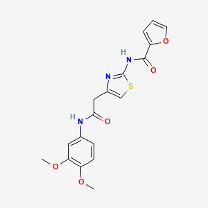molecular formula C18H17N3O5S B2506368 N-(4-{[(3,4-dimethoxyphenyl)carbamoyl]methyl}-1,3-thiazol-2-yl)furan-2-carboxamide CAS No. 921820-14-6