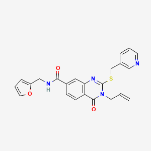molecular formula C23H20N4O3S B2506376 N-[(furan-2-yl)methyl]-4-oxo-3-(prop-2-en-1-yl)-2-{[(pyridin-3-yl)methyl]sulfanyl}-3,4-dihydroquinazoline-7-carboxamide CAS No. 422530-70-9