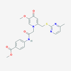 methyl 4-(2-(5-methoxy-2-(((4-methylpyrimidin-2-yl)thio)methyl)-4-oxopyridin-1(4H)-yl)acetamido)benzoate