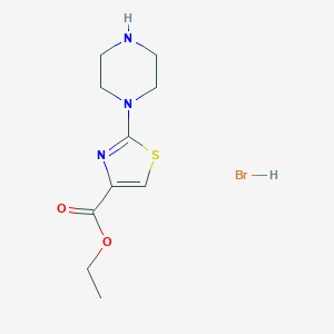 molecular formula C10H16BrN3O2S B2506441 Ethyl 2-(piperazin-1-yl)-1,3-thiazole-4-carboxylate hydrobromide CAS No. 2172471-36-0