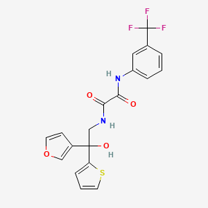 molecular formula C19H15F3N2O4S B2506470 N-[2-(furan-3-yl)-2-hydroxy-2-(thiophen-2-yl)ethyl]-N'-[3-(trifluoromethyl)phenyl]ethanediamide CAS No. 2034491-38-6