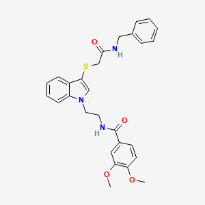 molecular formula C28H29N3O4S B2506494 N-[2-(3-{[(benzylcarbamoyl)methyl]sulfanyl}-1H-indol-1-yl)ethyl]-3,4-dimethoxybenzamide CAS No. 851715-44-1