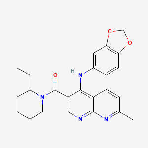 molecular formula C24H26N4O3 B2506511 N-(2H-1,3-benzodioxol-5-yl)-3-(2-ethylpiperidine-1-carbonyl)-7-methyl-1,8-naphthyridin-4-amine CAS No. 1251623-63-8