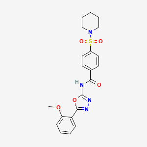 molecular formula C21H22N4O5S B2506548 N-[5-(2-methoxyphenyl)-1,3,4-oxadiazol-2-yl]-4-(piperidine-1-sulfonyl)benzamide CAS No. 501352-04-1