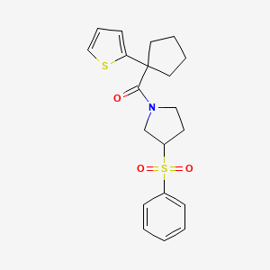 (3-(Phenylsulfonyl)pyrrolidin-1-yl)(1-(thiophen-2-yl)cyclopentyl)methanone