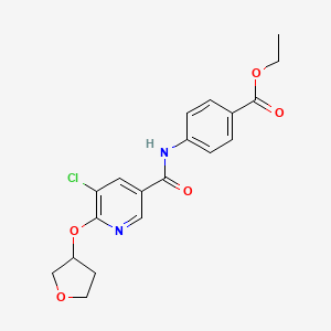 molecular formula C19H19ClN2O5 B2506640 ethyl 4-[5-chloro-6-(oxolan-3-yloxy)pyridine-3-amido]benzoate CAS No. 1904326-50-6