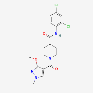 molecular formula C18H20Cl2N4O3 B2506660 N-(2,4-dichlorophenyl)-1-(3-methoxy-1-methyl-1H-pyrazole-4-carbonyl)piperidine-4-carboxamide CAS No. 1396675-23-2