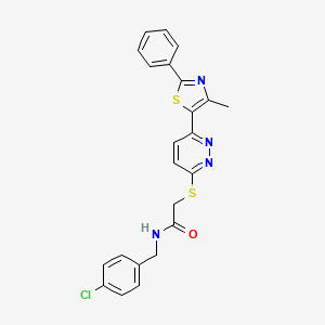 molecular formula C23H19ClN4OS2 B2506696 N-[(4-CHLOROPHENYL)METHYL]-2-{[6-(4-METHYL-2-PHENYL-1,3-THIAZOL-5-YL)PYRIDAZIN-3-YL]SULFANYL}ACETAMIDE CAS No. 892417-39-9