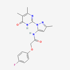 molecular formula C18H18FN5O3 B2506763 N-(1-(4,5-dimethyl-6-oxo-1,6-dihydropyrimidin-2-yl)-3-methyl-1H-pyrazol-5-yl)-2-(4-fluorophenoxy)acetamide CAS No. 1004680-63-0