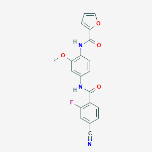 molecular formula C20H14FN3O4 B250677 N-{4-[(4-cyano-2-fluorobenzoyl)amino]-2-methoxyphenyl}-2-furamide 