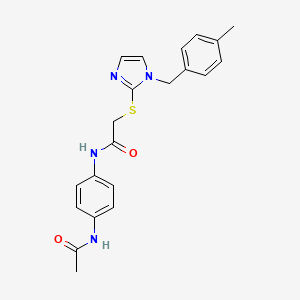 molecular formula C21H22N4O2S B2506784 N-(4-acetamidophenyl)-2-({1-[(4-methylphenyl)methyl]-1H-imidazol-2-yl}sulfanyl)acetamide CAS No. 869346-49-6