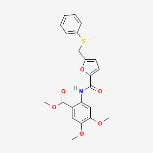 molecular formula C22H21NO6S B2506855 METHYL 4,5-DIMETHOXY-2-{5-[(PHENYLSULFANYL)METHYL]FURAN-2-AMIDO}BENZOATE CAS No. 831186-15-3