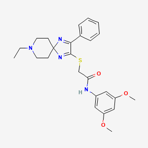 molecular formula C25H30N4O3S B2506858 N-(3,5-DIMETHOXYPHENYL)-2-({8-ETHYL-3-PHENYL-1,4,8-TRIAZASPIRO[4.5]DECA-1,3-DIEN-2-YL}SULFANYL)ACETAMIDE CAS No. 1185105-12-7