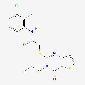 molecular formula C18H18ClN3O2S2 B2506905 N-(3-chloro-2-methylphenyl)-2-({4-oxo-3-propyl-3H,4H-thieno[3,2-d]pyrimidin-2-yl}sulfanyl)acetamide CAS No. 1252906-35-6
