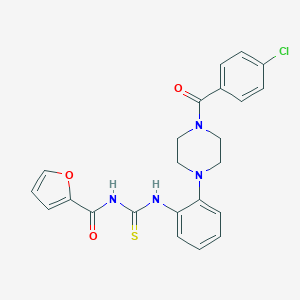 molecular formula C23H21ClN4O3S B250692 N-{2-[4-(4-chlorobenzoyl)-1-piperazinyl]phenyl}-N'-(2-furoyl)thiourea 
