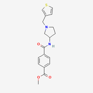 molecular formula C18H20N2O3S B2506946 Methyl 4-({1-[(thiophen-3-yl)methyl]pyrrolidin-3-yl}carbamoyl)benzoate CAS No. 2097911-90-3