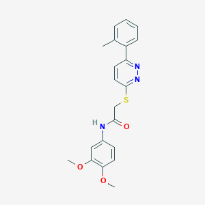 molecular formula C21H21N3O3S B2506978 N-(3,4-dimethoxyphenyl)-2-((6-(o-tolyl)pyridazin-3-yl)thio)acetamide CAS No. 899740-63-7