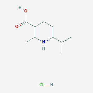 molecular formula C10H20ClNO2 B2506984 2-Methyl-6-(propan-2-yl)piperidine-3-carboxylic acid hydrochloride CAS No. 1909325-14-9