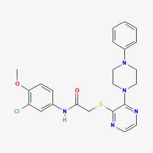 molecular formula C23H24ClN5O2S B2506988 N-(3-chloro-4-methoxyphenyl)-2-{[3-(4-phenylpiperazin-1-yl)pyrazin-2-yl]sulfanyl}acetamide CAS No. 1031975-79-7