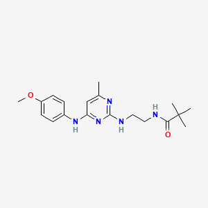 molecular formula C19H27N5O2 B2506994 N-(2-((4-((4-methoxyphenyl)amino)-6-methylpyrimidin-2-yl)amino)ethyl)pivalamide CAS No. 1203306-68-6