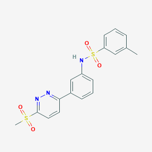 molecular formula C18H17N3O4S2 B2507000 N-[3-(6-methanesulfonylpyridazin-3-yl)phenyl]-3-methylbenzene-1-sulfonamide CAS No. 1029730-17-3