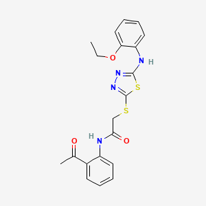 molecular formula C20H20N4O3S2 B2507064 N-(2-acetylphenyl)-2-({5-[(2-ethoxyphenyl)amino]-1,3,4-thiadiazol-2-yl}sulfanyl)acetamide CAS No. 848594-81-0
