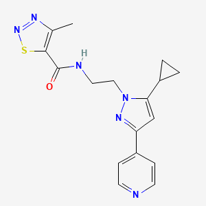 molecular formula C17H18N6OS B2507074 N-(2-(5-cyclopropyl-3-(pyridin-4-yl)-1H-pyrazol-1-yl)ethyl)-4-methyl-1,2,3-thiadiazole-5-carboxamide CAS No. 1797672-67-3