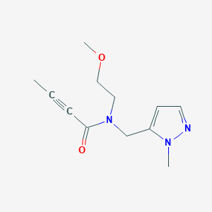 molecular formula C12H17N3O2 B2507103 N-(2-Methoxyethyl)-N-[(2-methylpyrazol-3-yl)methyl]but-2-ynamide CAS No. 2411300-01-9