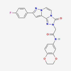 molecular formula C23H17FN6O4 B2507110 N-(2,3-dihydro-1,4-benzodioxin-6-yl)-2-[9-(4-fluorophenyl)-3-oxopyrazolo[1,5-a][1,2,4]triazolo[3,4-c]pyrazin-2(3H)-yl]acetamide CAS No. 1207034-36-3