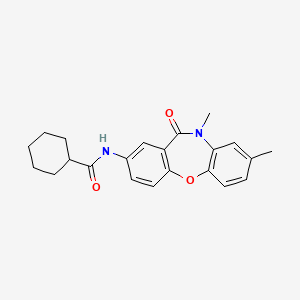 molecular formula C22H24N2O3 B2507134 N-(8,10-dimethyl-11-oxo-10,11-dihydrodibenzo[b,f][1,4]oxazepin-2-yl)cyclohexanecarboxamide CAS No. 921918-90-3