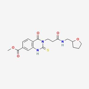 molecular formula C18H21N3O5S B2507144 methyl 4-oxo-3-(2-{[(oxolan-2-yl)methyl]carbamoyl}ethyl)-2-sulfanylidene-1,2,3,4-tetrahydroquinazoline-7-carboxylate CAS No. 946306-94-1