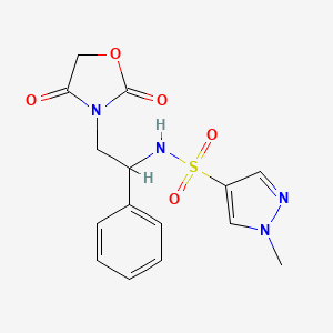 molecular formula C15H16N4O5S B2507157 N-(2-(2,4-dioxooxazolidin-3-yl)-1-phenylethyl)-1-methyl-1H-pyrazole-4-sulfonamide CAS No. 2034565-09-6