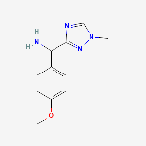 molecular formula C11H15ClN4O B2507162 1-(4-methoxyphenyl)-1-(1-methyl-1H-1,2,4-triazol-3-yl)methanamine CAS No. 1674389-87-7
