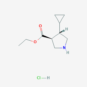 molecular formula C10H18ClNO2 B2507184 Ethyl trans-4-cyclopropylpyrrolidine-3-carboxylate hydrochloride CAS No. 2055840-84-9