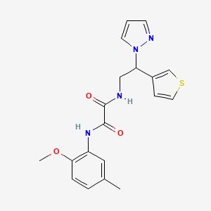molecular formula C19H20N4O3S B2507217 N'-(2-methoxy-5-methylphenyl)-N-[2-(1H-pyrazol-1-yl)-2-(thiophen-3-yl)ethyl]ethanediamide CAS No. 2034342-07-7
