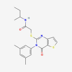 molecular formula C20H23N3O2S2 B2507251 N-(butan-2-yl)-2-{[3-(3,5-dimethylphenyl)-4-oxo-3,4-dihydrothieno[3,2-d]pyrimidin-2-yl]sulfanyl}acetamide CAS No. 1260940-25-7