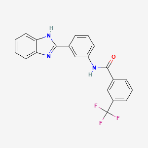 molecular formula C21H14F3N3O B2507259 N-(3-(1H-benzo[d]imidazol-2-yl)phenyl)-3-(trifluoromethyl)benzamide CAS No. 477486-40-1