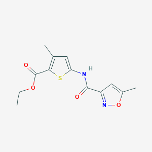 molecular formula C13H14N2O4S B2507270 Ethyl 3-methyl-5-(5-methylisoxazole-3-carboxamido)thiophene-2-carboxylate CAS No. 1156190-76-9