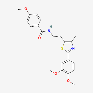 molecular formula C22H24N2O4S B2507286 N-{2-[2-(3,4-dimethoxyphenyl)-4-methyl-1,3-thiazol-5-yl]ethyl}-4-methoxybenzamide CAS No. 893997-29-0