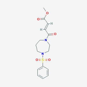 molecular formula C16H20N2O5S B2507288 Methyl (E)-4-[4-(benzenesulfonyl)-1,4-diazepan-1-yl]-4-oxobut-2-enoate CAS No. 2411337-93-2