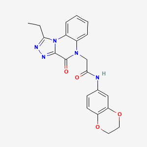 molecular formula C21H19N5O4 B2507294 N-(2,3-dihydro-1,4-benzodioxin-6-yl)-2-{1-ethyl-4-oxo-4H,5H-[1,2,4]triazolo[4,3-a]quinoxalin-5-yl}acetamide CAS No. 1358237-41-8