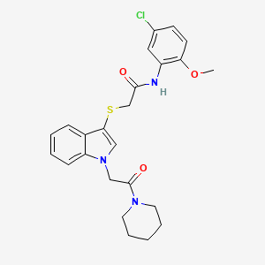 molecular formula C24H26ClN3O3S B2507295 N-(5-chloro-2-methoxyphenyl)-2-({1-[2-oxo-2-(piperidin-1-yl)ethyl]-1H-indol-3-yl}sulfanyl)acetamide CAS No. 878052-96-1