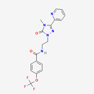 molecular formula C18H16F3N5O3 B2507299 N-(2-(4-methyl-5-oxo-3-(pyridin-2-yl)-4,5-dihydro-1H-1,2,4-triazol-1-yl)ethyl)-4-(trifluoromethoxy)benzamide CAS No. 1396766-23-6