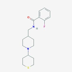 2-fluoro-N-((1-(tetrahydro-2H-thiopyran-4-yl)piperidin-4-yl)methyl)benzamide