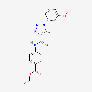 molecular formula C20H20N4O4 B2507338 ethyl 4-[1-(3-methoxyphenyl)-5-methyl-1H-1,2,3-triazole-4-amido]benzoate CAS No. 923131-46-8